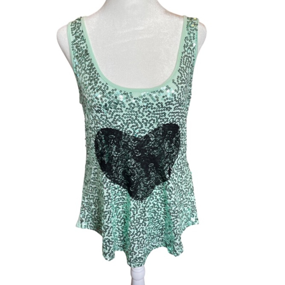 Rue 21 Sequin tank with lace heart detail in the front